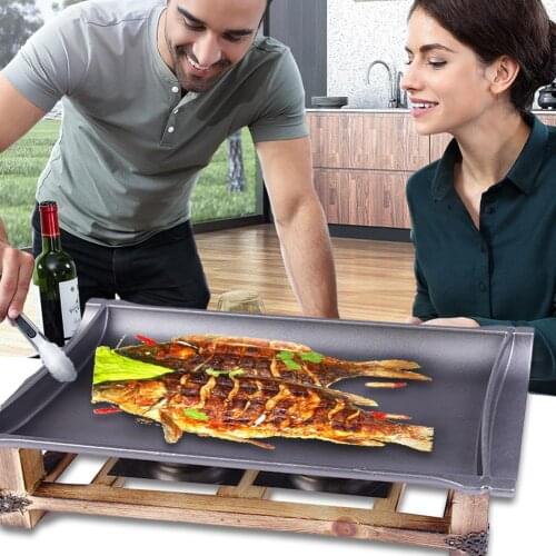Alcohol Barbecue Furnace Aluminum Bamboo Festival Ceramic Plate Grilled Fish Stove Barbecue Furnace Daily Necessities