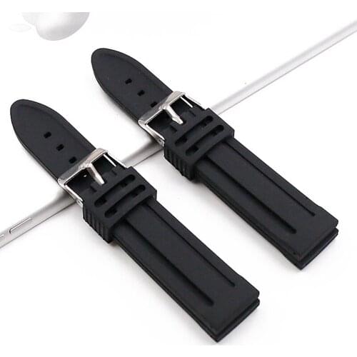 Watch accessories silicone strap mens pin buckle 20mm22mm24mm outdoor sports waterproof rubber strap women men watch band