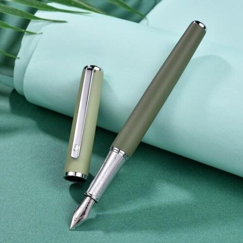 Hongdian 523 Metal Fountain Pen Matte Green Iridium Fine Nib Ink Pen Office Business Writing Gift