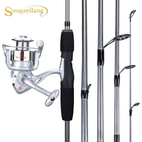 Sougayilang New 5 Section Fishing Rod Reel Combo Portable 166cm Travel Fishing Rod and 6BB Aluminum Spool Fishing Reel Set