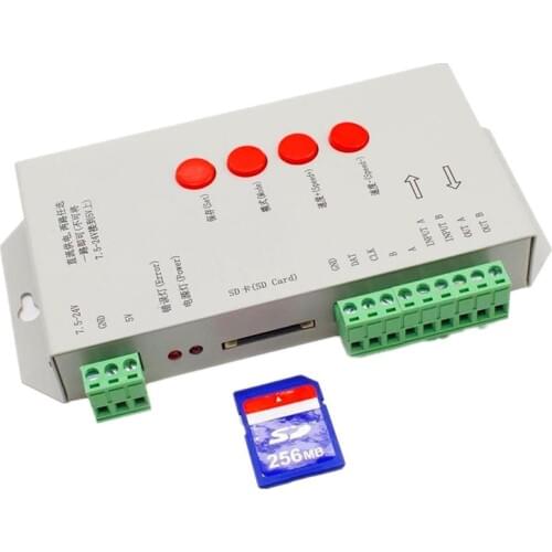 T1000S SD Card WS2801 WS2811 WS2812 WS1903 LPD6803 LED 2048 Pixels Controller DC5~24V T-1000S DMX 512 RGB Controller