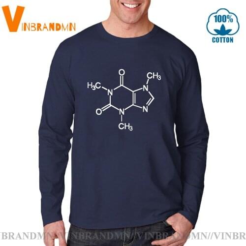 The Sheldon Caffeine Molecular Formula Science Chemistry The big band theory Tshirt Man Summer Long Sleeve Cotton male Tees