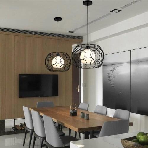 Modern Pendant Lamp Retro Vintage Loft Industrial Iron Cage Hanging Lights for Home Decor Living Room Kitchen Restaurant LED E27