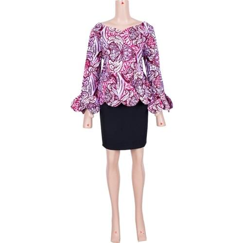 In Stock Women Tops African Print Dashiki Blouse Casual Long Sleeve Cotton Shirt for Women African Clothing XH157