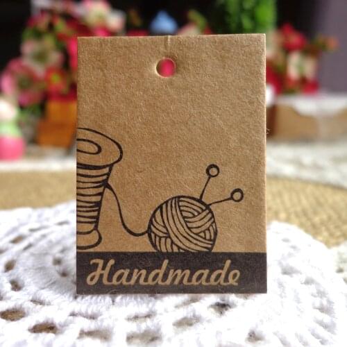 100pcs 3x4cm Vintage Kraft Paper Gift Tags Ball of Yarn Handmade Mini Kraft Paper Cards Hang Tag Gift Tag DIY Paper Labels