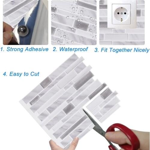 Waterproof Wall Stickers Self Adhesive Wallpaper Peel And Stick Backsplash 3D Brick Tiles Kitchen Bathroom Mosaic Decor Sticker