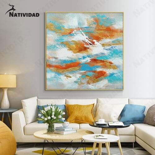 Impression Color Red and Blue Graffiti Art Poster Abstract Natural Landscape Painting Living Room Home Posters On The Wall