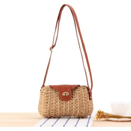 20x14CM New Simple Messenger Paper Woven Bag Natural Style Beach Casual Straw Holiday Women a7290