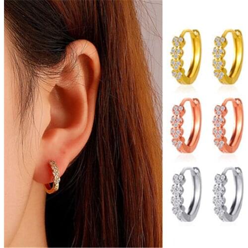 Gold Geometric Zircon Stone CZ Hip Hoop Earrings for Women Luxury Statement Elegant Hoop Earings Fashion Jewelry Accessories