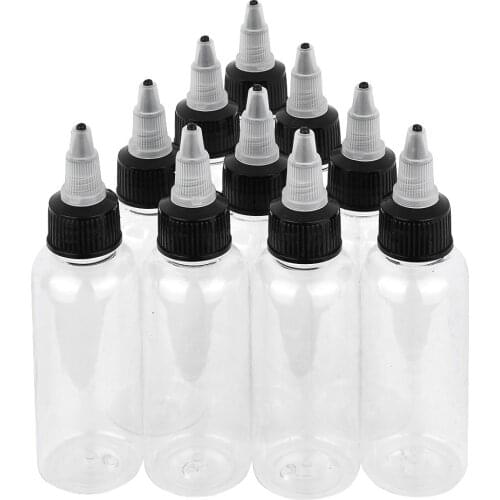 ATOMUS New 10 Pcs 60ml 2OZ Empty Plastic Cleanlabs Tattoo Ink Pigment Clear Bottle Supplies Tattoo Pigment Ink Bottle With Cap