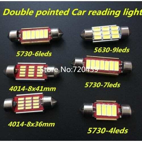 10pcs Double pointed Car reading light 5730 smd 31mm to 41mm car reading light 4 W 12V white reading Lamps bulbs