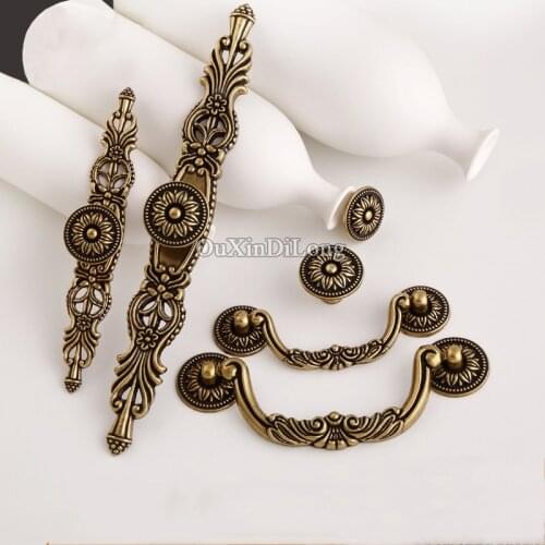Retro Vintage 10PCS European Antique Kitchen Door Furniture Handles Cupboard Drawer Wine Wardrobe Cabinet Pulls Handles & Knobs