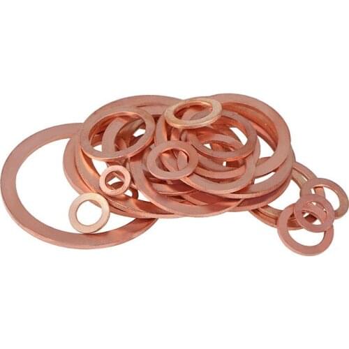 20Pcs Seal Ring Red Copper 10*14*1mm Solid Washer Flat Ring Gasket Sump Plug OilFor Boat Crush Washer Flat Tool Parts Accessorie