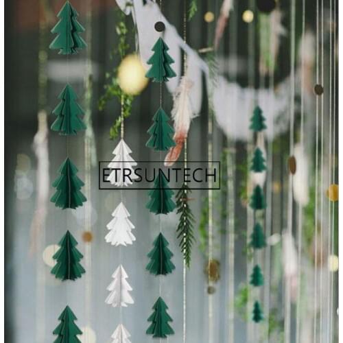50pcs 2.5m Paper Garland Christmas Tree String Banners Party Bunting Hanging Decor for Christmas Party Home Decor