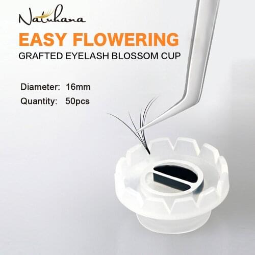 50pcs Disposable Eyelashes Blossom Cup Lashes Glue Holder Plastic Stand Quick Flowering For Eyelashes Extension Makeup Tools