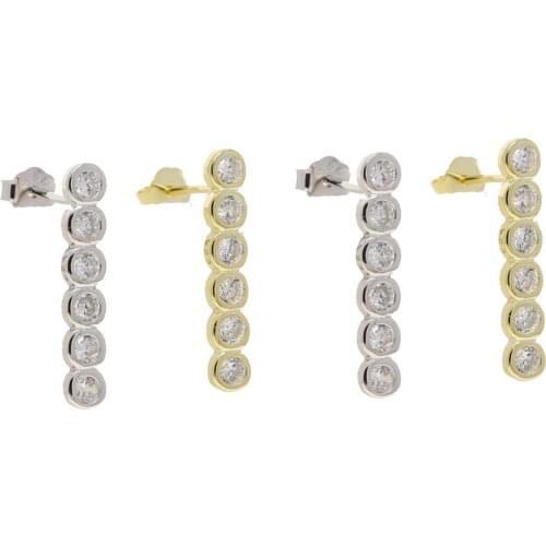 925 sterling silver bezel cz bar earring iced out bling 5A cubic zirconia CZ bar stud earring for women wedding engagement gift