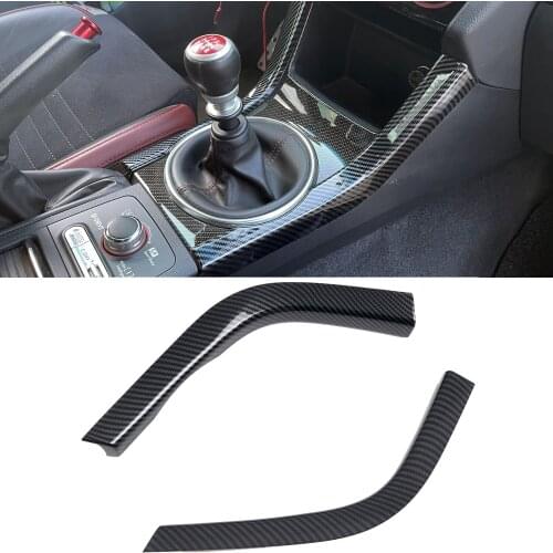 For Subaru WRX STI 2015-2019 Accessories Carbon Fiber Interior Gear Shift Side Molding Strips Cover Trim 2pcs Car Styling LHD