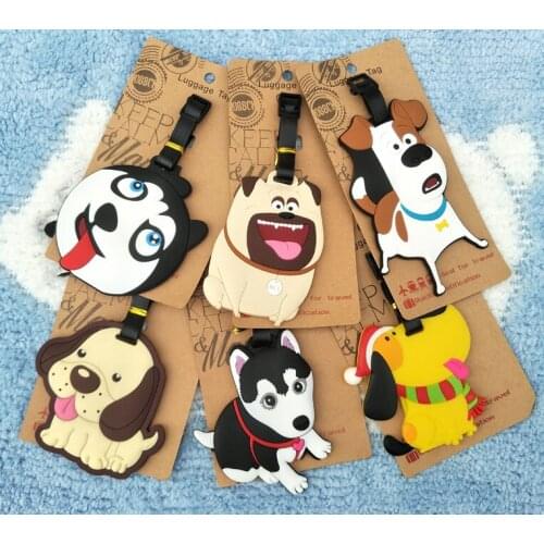 LISM Pekinges Dogs Anime Travel Accessories Luggage Tag Suitcase ID Address Portable Tags Holder Baggage Labels New