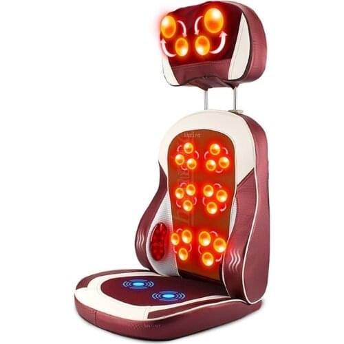 Eelectric Heating Kneading Massage Chair Infrared Physical Therapy Neck Pillow Back Massage Relax Seat Cushion Vibrator