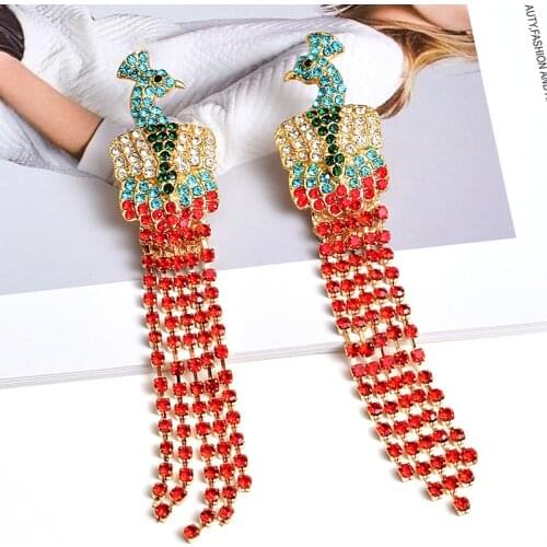 Statement Colorful Crystals Long Earring High-quality Fashion Trend Drop Earrings New Jewelry Accessories For Women Wholesale
