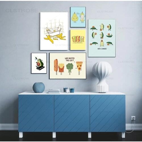 Funny Cartoon Fruit Canvas Painting Nordic Poster Banana Feature Wall Art Pictures for Kitchen Children Room Home Decoration