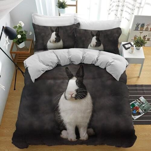 2/3 Pieces Rabbit Pet Bedding Set Lovely Animals Duvet Cover Microfiber Fabric Bed Quilt Cover Home Luxury Bed Cover Set 12 Size