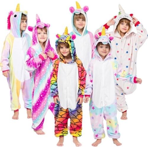 Costume Kids Unicorn Pajamas Children Animal Unicorn Sleepwear Anime Hoodie Pyjama For Girls Boys Sleepers Pajamas