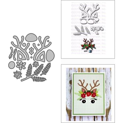 2021 New Flower Reindeer Features Metal Cutting Dies for DIY Scrapbooking Decor and Card Making Paper Craft Embossing No Stamps