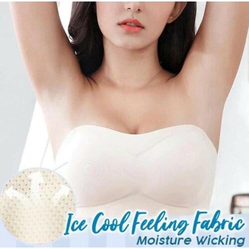 Newly Ice Silky Air Bra Strapless Non-slip Underwear Push Up Wirefree Bra Tube Tops DOD886