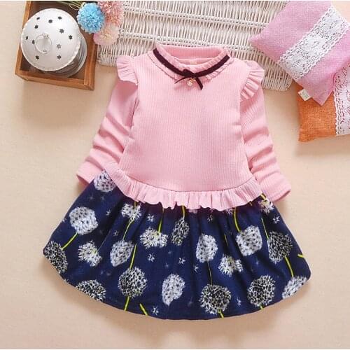 Kids Baby Spring Knitted Dress Long Sleeves Dandelion Printed TUTU Dresses Ruffle Design Autummn for Girl