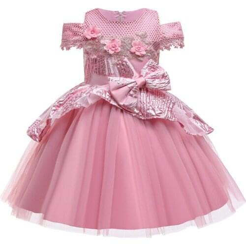2-10 Years Kids Dress For Girls Wedding Tulle Prom Dresses Lace Flower Girl Elegant Princess Party Dress Children Evening Gown