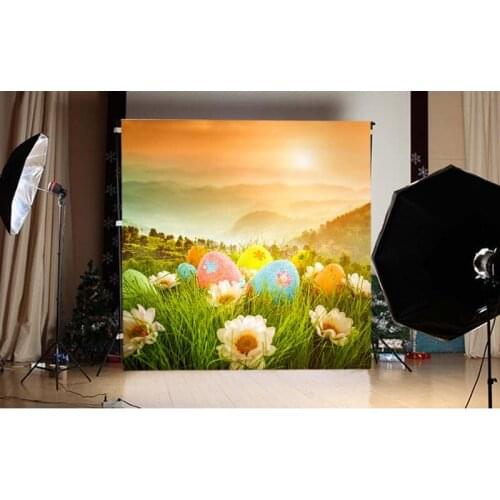 Easter Backgrounds Eggs Spring Grass Meadow Flowers Photo Background Sunset Photography Backdrop For Newborn Children Photo Prop