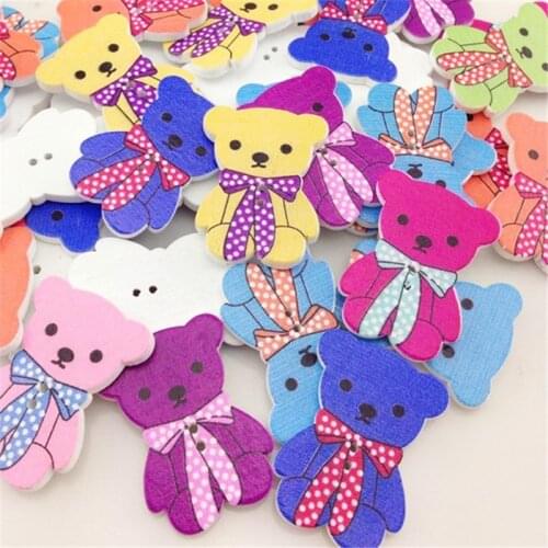 50 pcs Big Bear Wood Babys /Kids Buttons 40x17mm Sewing Craft Mix WB164