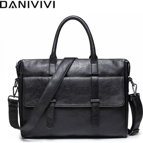 Luxury Handbags for Men Messenger Bag 2021 Business Briefcase Vintage Zipper PU Leather Shoulder Crossbody Bags for A4 Documents