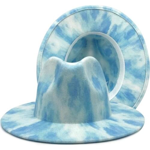 Sky blue fedora unisex hat felt cap fedoras multicolor fedoras hat party hat church top brim hat for women and men Derby cap