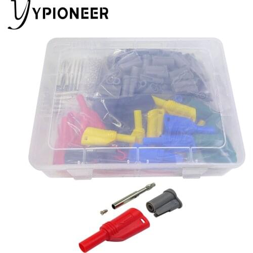Cleqee P3005B 70pcs High Quality 5 colors 4mm Stacking Safety Banana Plug Weld/Assembly Multimeter Connector Welding-free