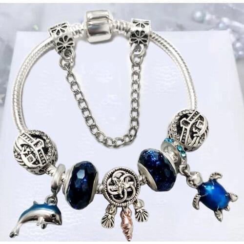 BRACE CODE Blue Bright City Women Bracelet, DIY Ocean Charm Pendant Bead, Brand Bracelet Gifts Direct Delivery