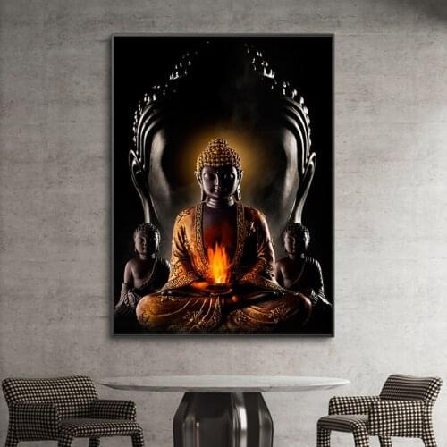 Buddha Statue Canvas Paintings Modern God Buddha Posters and Buddhism Prints Wall Art Pictures for Living Room Home Decoration