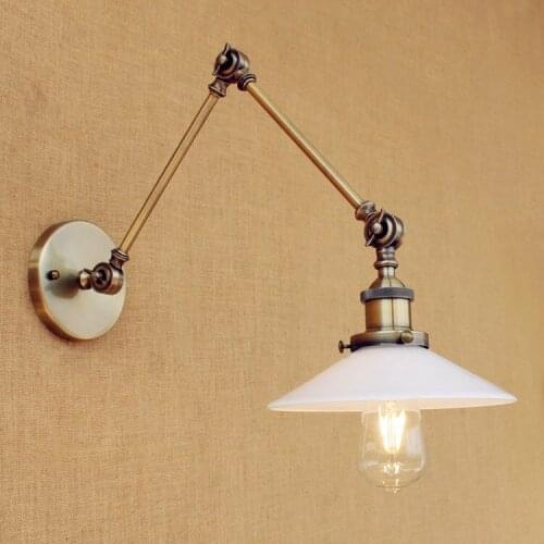 Glass Loft Industrial Vintage Wall Light Fixtures Adjustable Swing Long Arm Wall Lamp LED Retro Sconce Appliques Lampara Pared