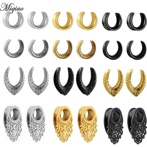 Miqiao 1Piece Stainless Steel New Saddle Ear Tunnel Plug Piercing Ring Expander Studs Stretchers Fashion Body Piercing Jewelry