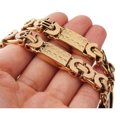 Jewelry Stainless Steel Necklace 6/8/11mm Geometric Byzantine Link Chain Gold Color Men Women Gift Steampunk Style Accessories