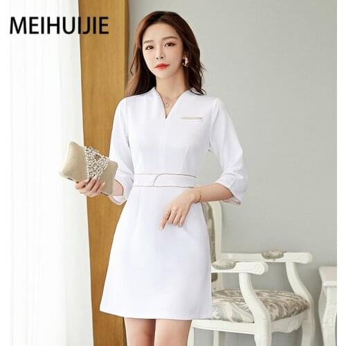 Beauty uniform Spa Hotel front desk salon uniform dress women massage outfits Esthetic uniforms Summer white beautician Clothing