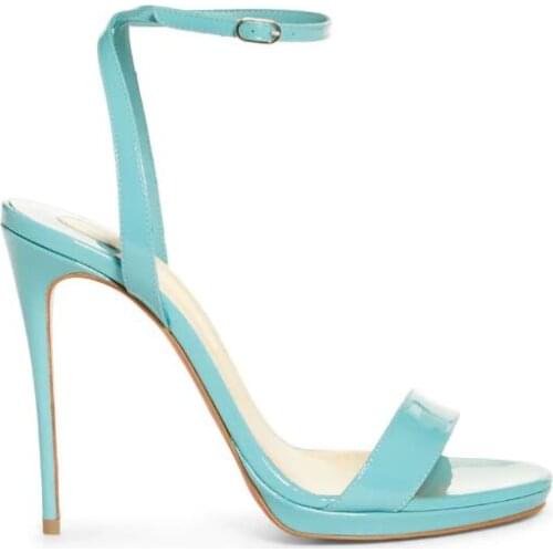 Moraima Snc Sky Blue Leather High Heel Shoes Summer Open Toe Ankle Strap Stiletto Heels Women Sexy Sandals Dress Shoes