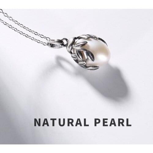 Pearl Pendant Necklace For Women Hot 100% 925 Sterling Silver Flower Vine Freshwater Pearl Fine Jewelry Wholesale