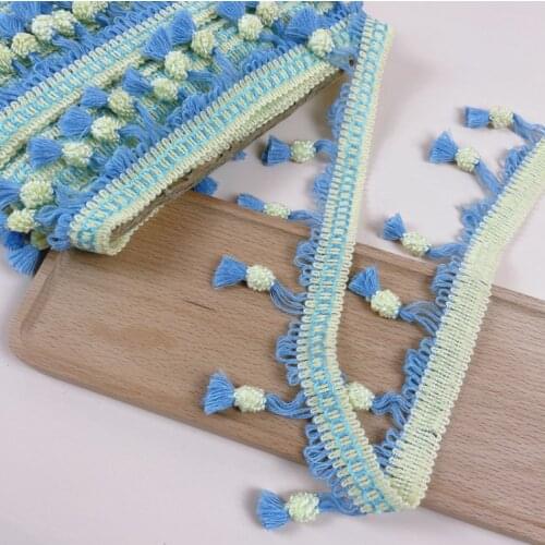 1 Meter/lot Yellow Blue Lace Trim Sewing Ribbon Tassel Fringe Cotton Latin Dress Stage Garment Curtain Decorative Diy 7.5cm