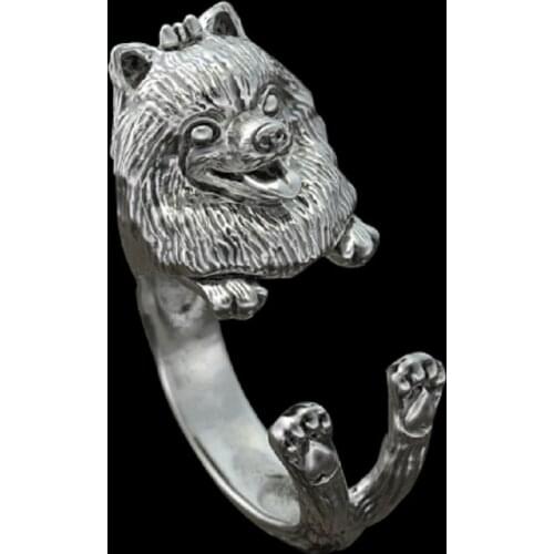 1Pcs retro punk Pomeranian Ring free size cute hippie animal Pomeranian dog Ring jewelry for pet lovers
