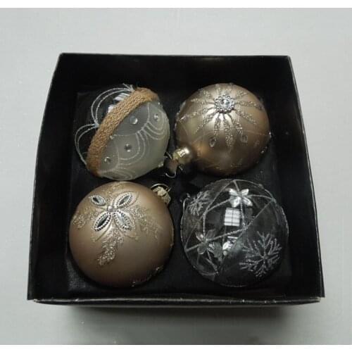 12pcs/pack Diameter=8cm Beautiful Handmade Glass Ball Christmas Day Decoration Hanging Globe Pendant Festival Friend Gift