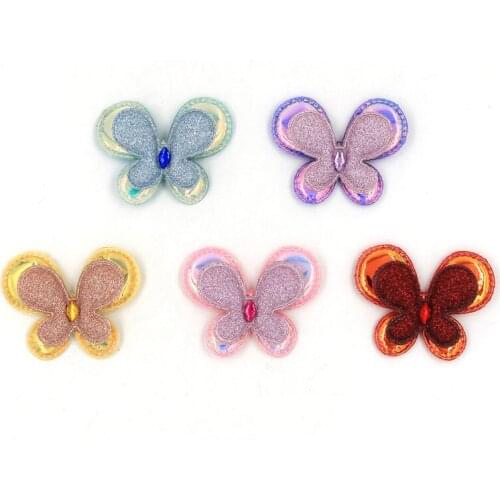 15pcs/lot 6.2*4.9cm Pu butterfly Padded Appliques for DIY Accessories Craft Handmade Decoration