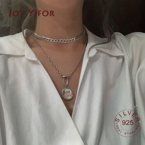 925 Sterling Silver Necklace Pendant For Women Double layered High Quality Fine Silver 925 Jewelry