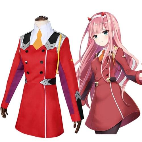 Anime 02 Zero Two Cosplay Costume DARLING in the FRANXX Cosplay DFXX Women Costume Full Sets Dress Headwear Wigs Halloween Party